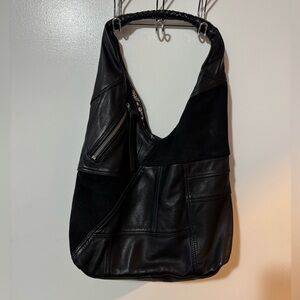 Free People Black Patchwork Leather Shoulder Bag